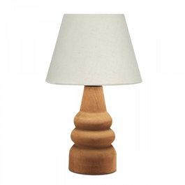 Opviq Lámpara de mesa AYD-3562 con cuerpo de madera y pantalla crema